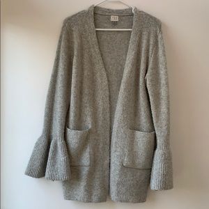 gray open cardigan long bell sleeve S